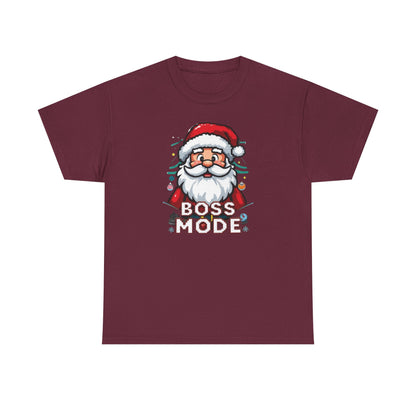 Boss Mode Santa T-Shirt — Funny Christmas Tee with 'Boss Mode' Santa Design