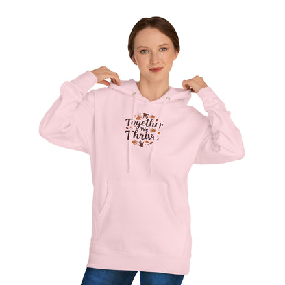 Together We Thrive Hoodie — Inspirational Fall Leaf Crewneck