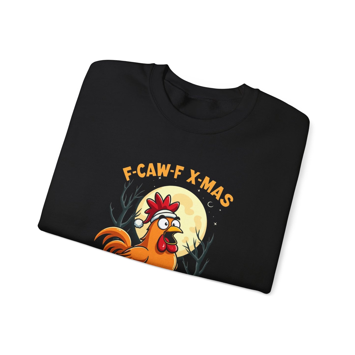 Christmas Rooster Sweatshirt - "F-CAW-F X-MAS" Funny Holiday Crewneck