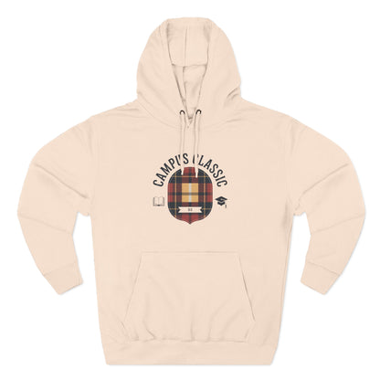 Campfire Classic Plaid Hoodie — Vintage Camping Fleece Pullover