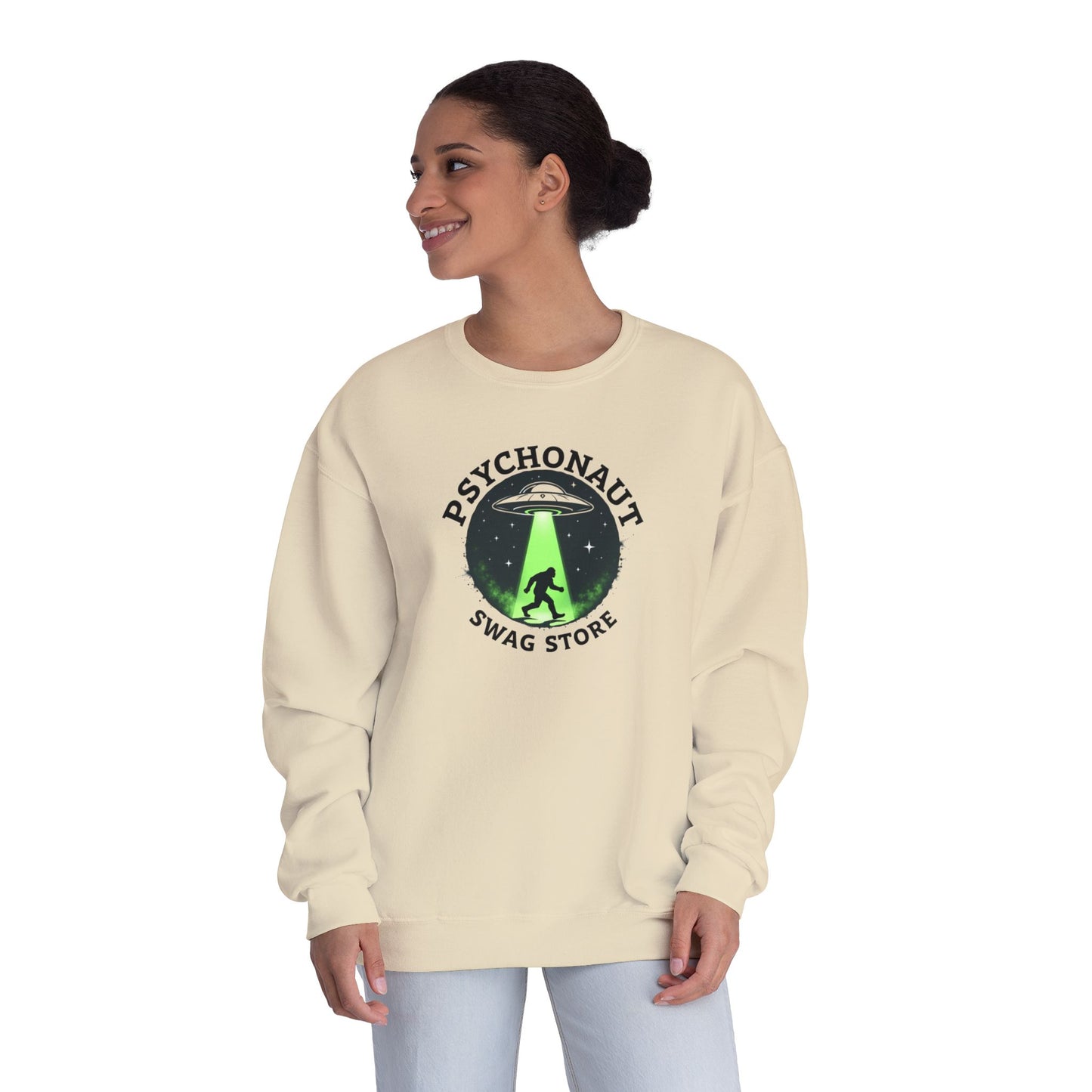 Psychonaut Swag Crewneck Sweatshirt – UFO Abduction Graphic Pullover