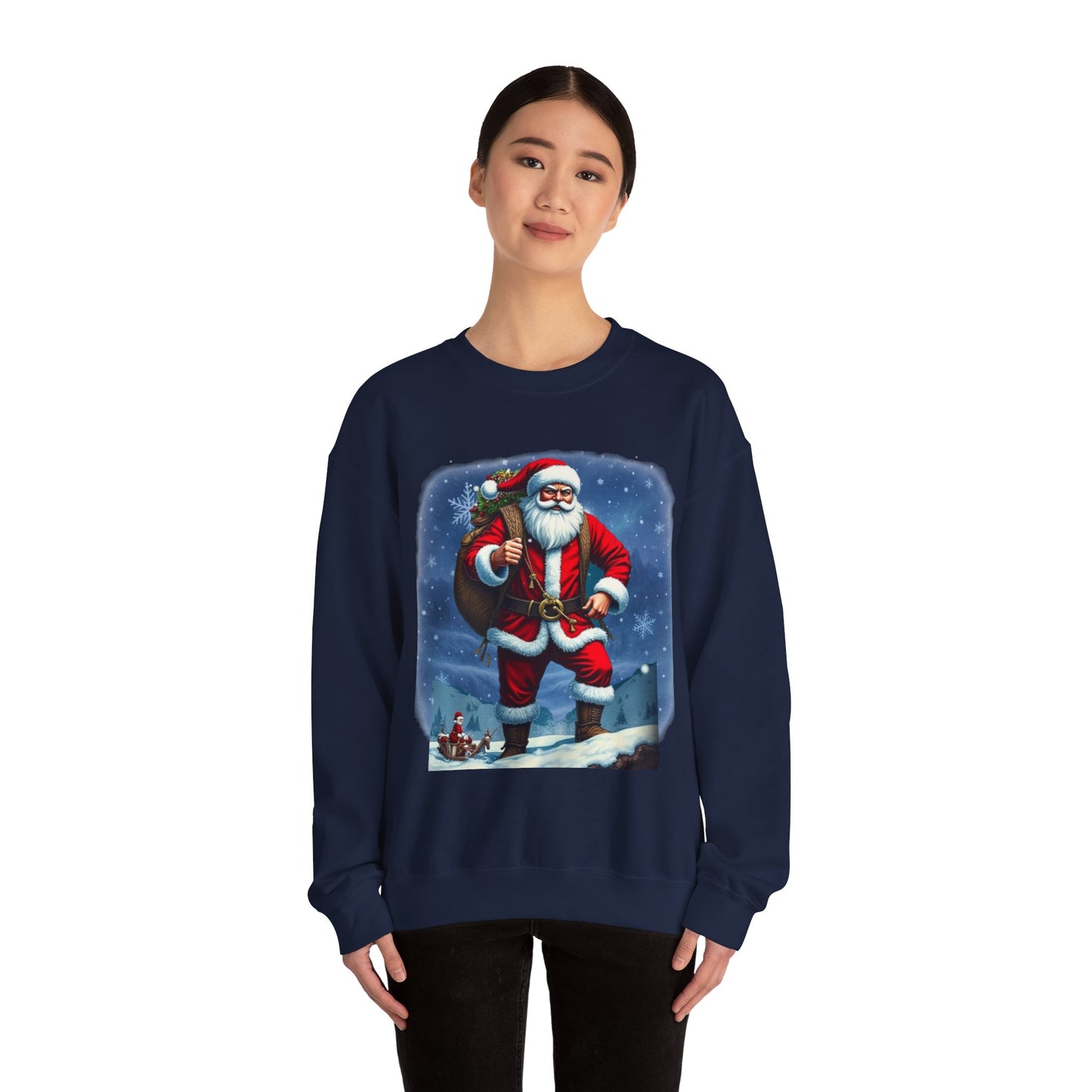 Santa Snow Hike, Graphic Sweatshirt – Vintage Holiday Christmas Crewneck
