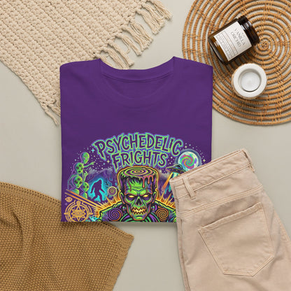 Psychedelic Monsters Halloween Tee — Spooky Pumpkin and Sasquatch Horror Graphic T-Shirt