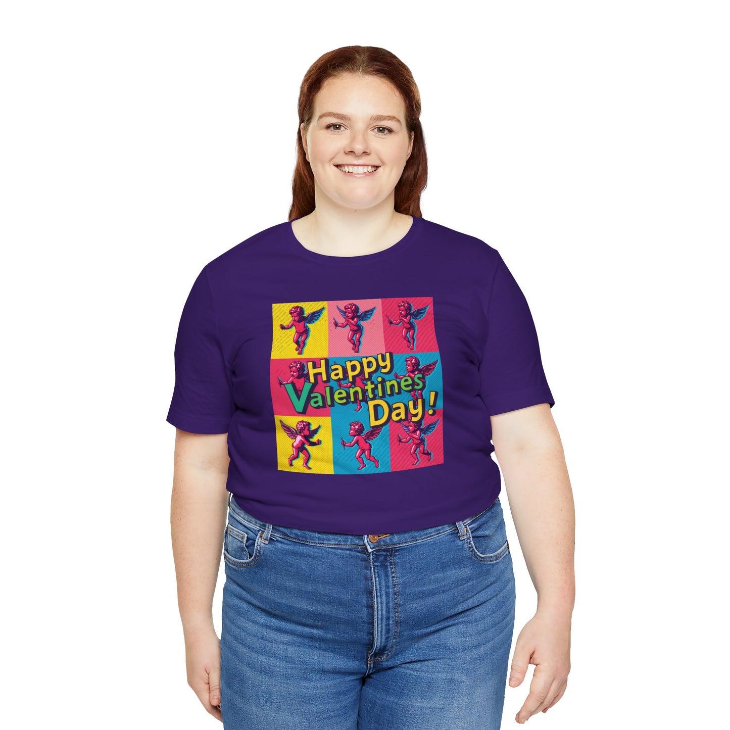 Valentine's Day Pop Art Tee — "Happy Valentine's Day!" Cupid Graphic Shirt