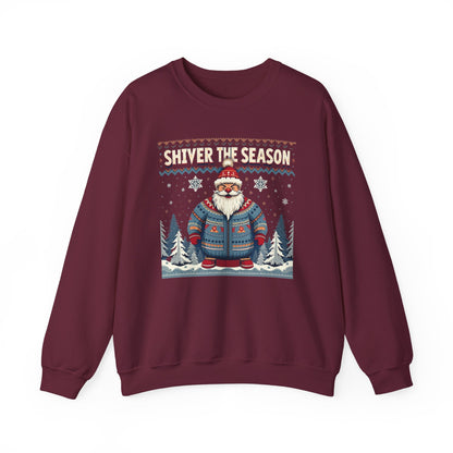 Crewneck Sweatshirt — "Shiver the Season" Santa Winter Graphic