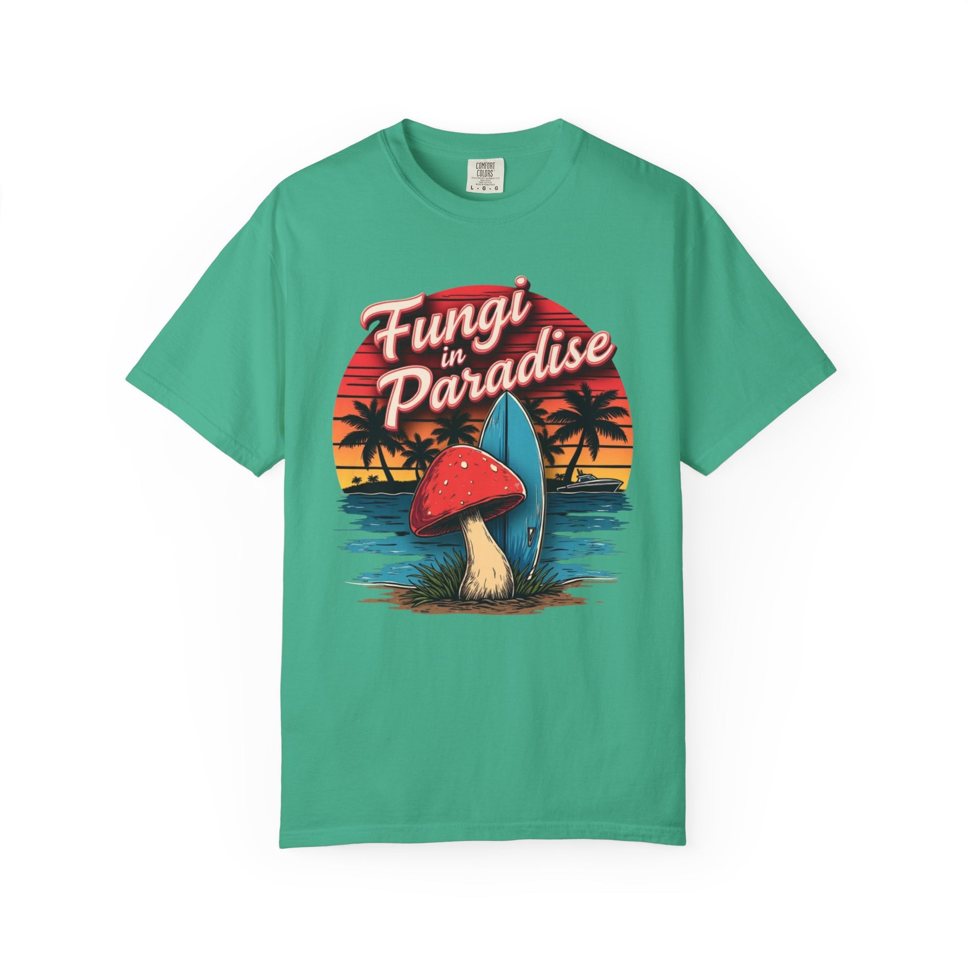 Fungi in Paradise Design, Relaxed Tee, Vintage Style Shirt, Gift for Nature Lovers, Eco-Friendly Apparel - Psychonaut Swag