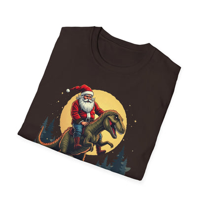 Santa Riding T-Rex T-Shirt — Funny Christmas Dino Tee