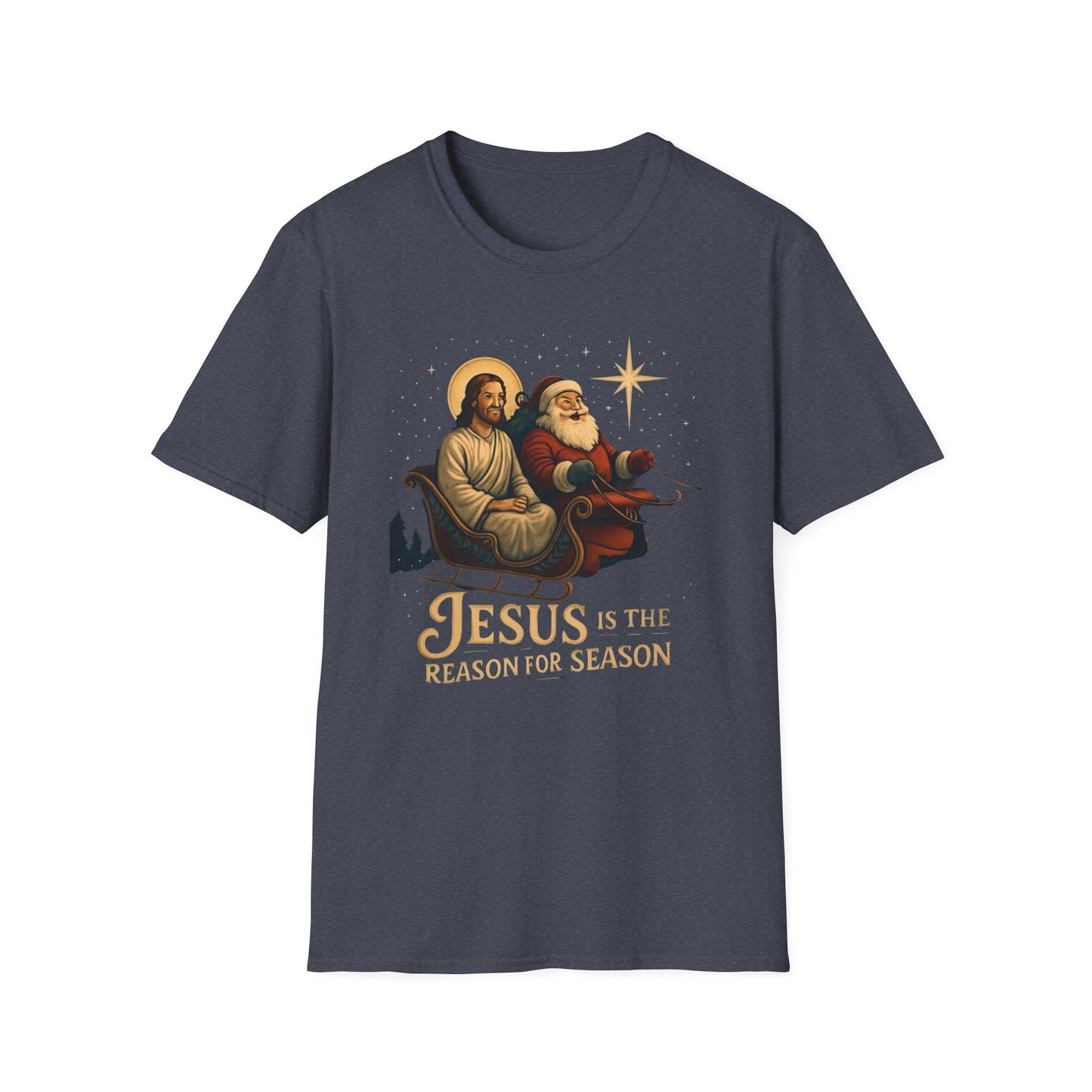 Jesus Is the Reason Of the Season T-Shirt — Vintage Nativity & Santa Christmas Tee