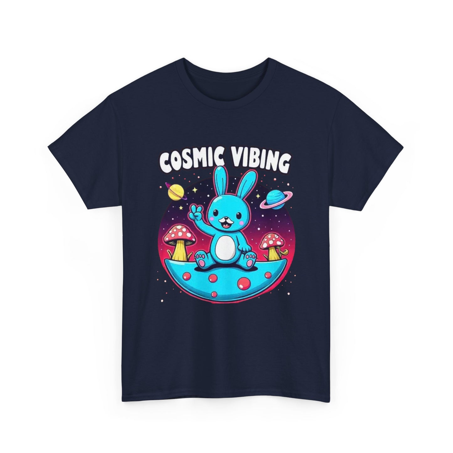 Cosmic Vibing Bunny, Tee — Cute Bunny Space Graphic T-Shirt