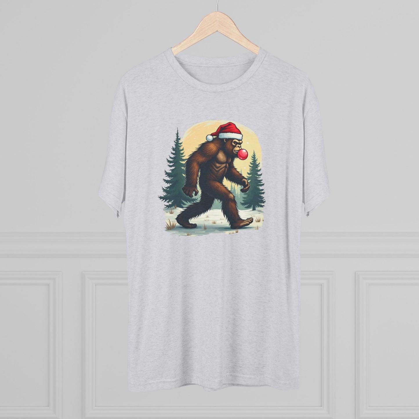 Christmas Bigfoot T-Shirt – Santa Hat Sasquatch Holiday Tee