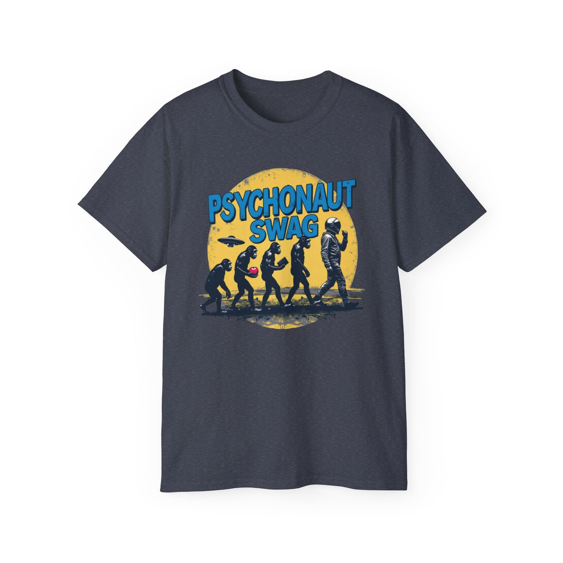 Psychonaut Evolution of Man Sunset, Unisex Tee, Retro Graphic T-Shirt, Music Festival Attire, Gift for Gamers, Casual Streetwear - Psychonaut Swag