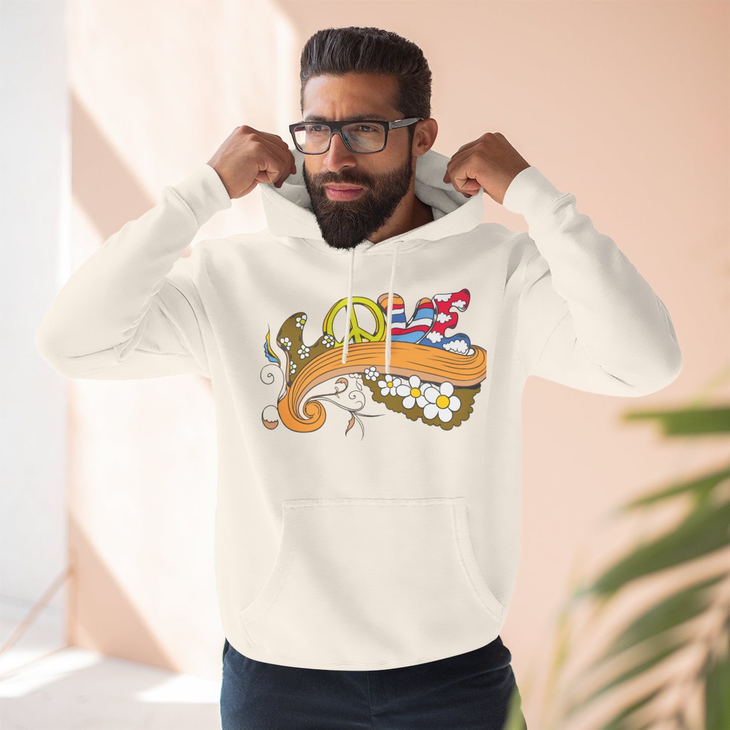 Love and Peace, Three-Panel Fleece Hoodie