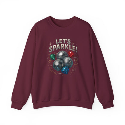 Crewneck Sweatshirt - "Let's Sparkle" Disco Ball Holiday Party Pullover