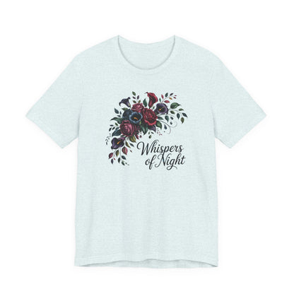 Whispers of Night Floral Tee — Dark Rose Bouquet Graphic T-Shirt