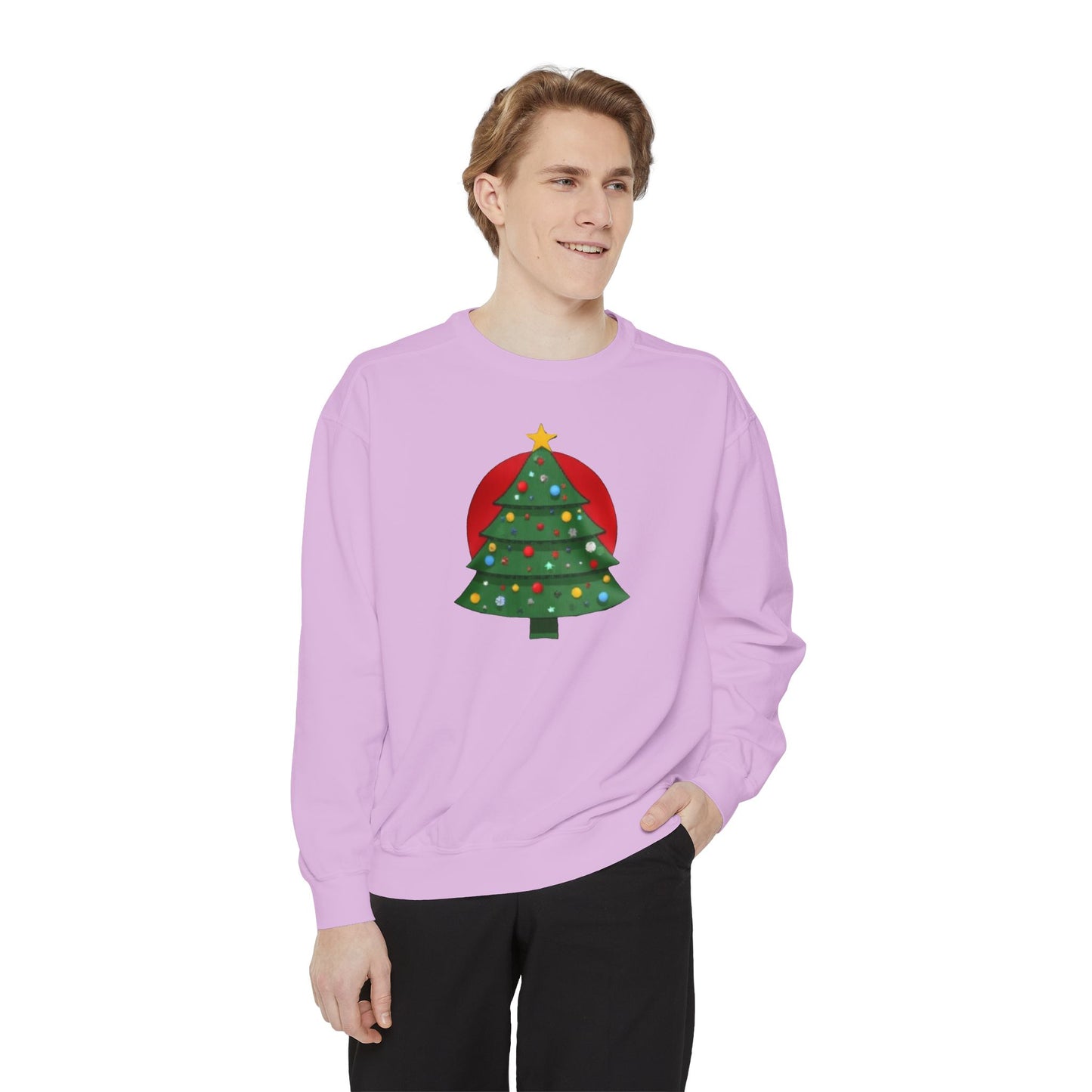 Christmas Tree Sweater, Unisex Garment-Dyed Sweatshirt