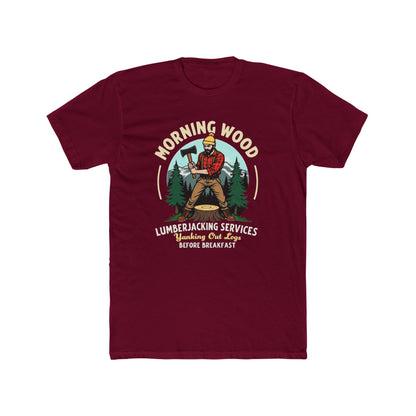 Morning Wood Lumberjack T-Shirt — 'Lumberjacking Services: Waking Our Log Before Breakfast' Vintage Tee