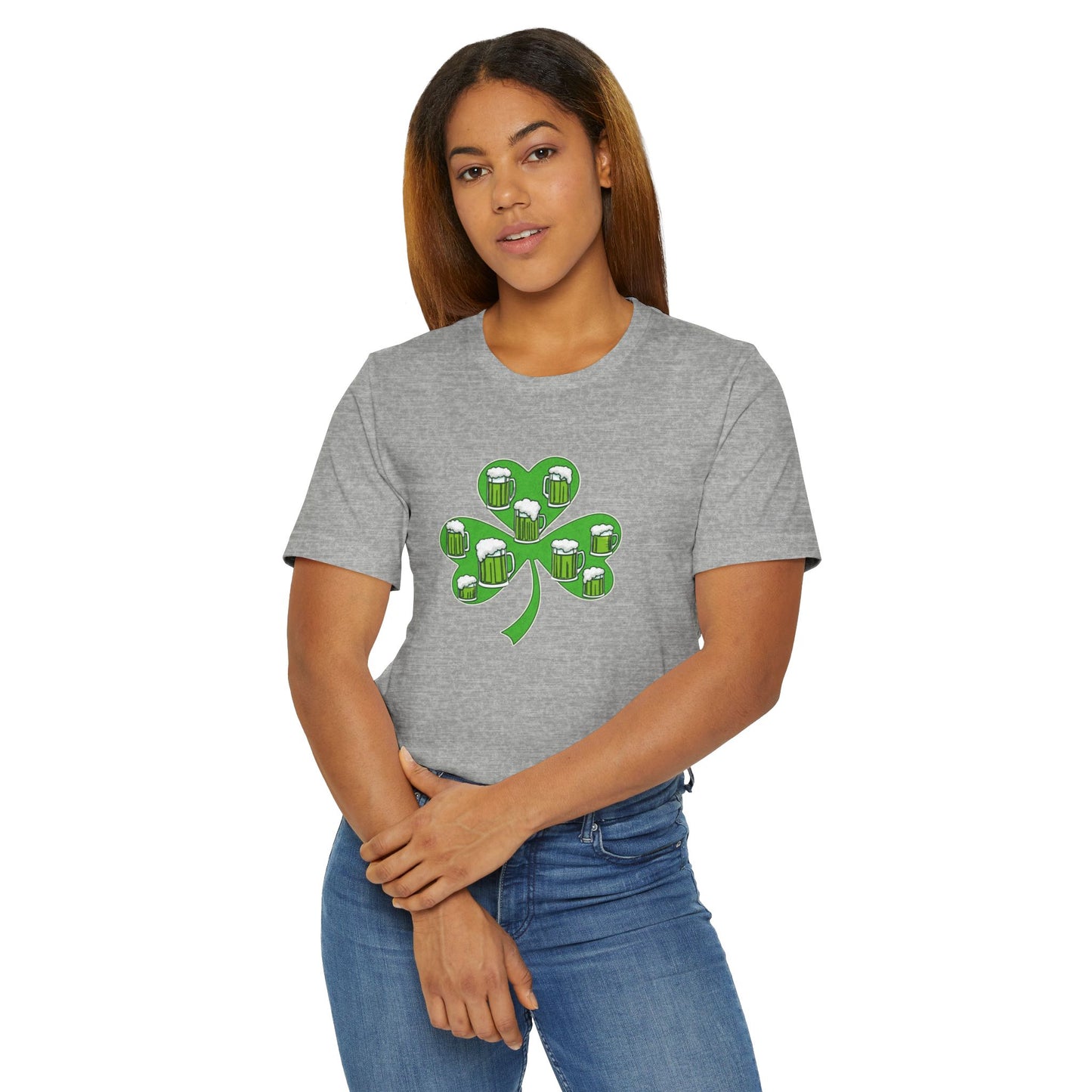 Lucky Green Beer Clover, Unisex Jersey T-Shirt