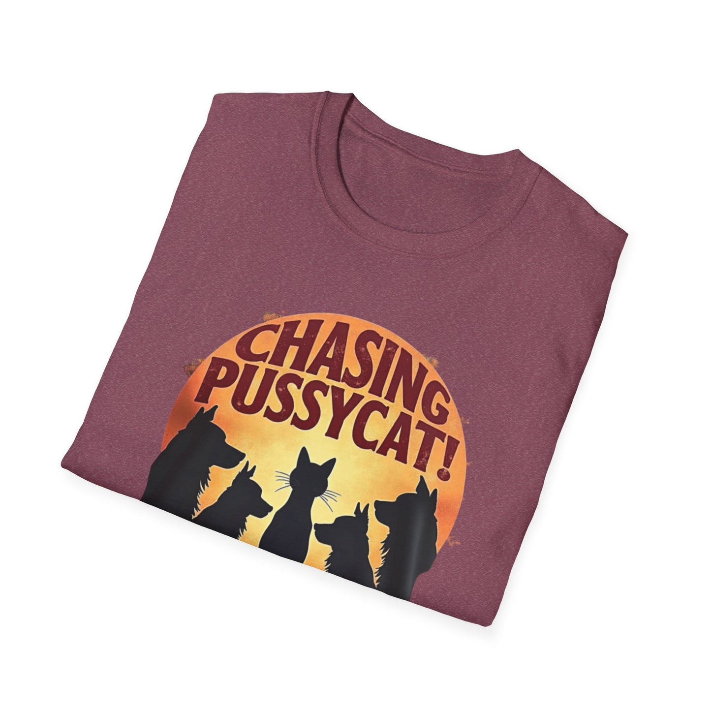 Chasing Pussycat Unisex Softstyle T-Shirt, Fun Cat Lovers Tee, Gift for Animal Enthusiasts, Quirky Casual Wear, Perfect for Festivals [...] - Psychonaut Swag