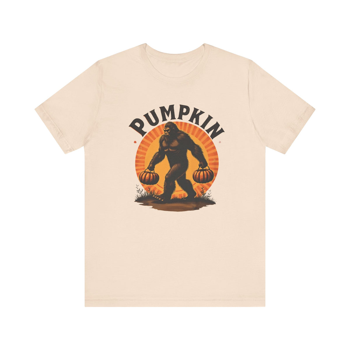 Pumpkin Bigfoot T-Shirt – Unisex Harvest Tee for Fall, Halloween, Autumn Celebrations, Gift for Nature Lovers, Casual Wear