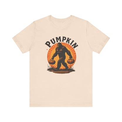 Pumpkin Bigfoot T-Shirt – Unisex Harvest Tee for Fall, Halloween, Autumn Celebrations, Gift for Nature Lovers, Casual Wear