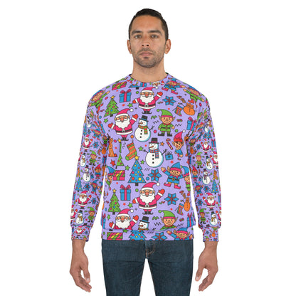 Christmas Pattern Sweatshirt — Cute Santa & Snowman Holiday All-Over Print