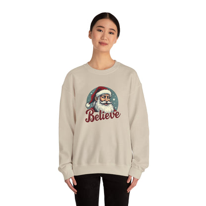 Believe Santa Crewneck Sweatshirt — Vintage Christmas Holiday Sweatshirt