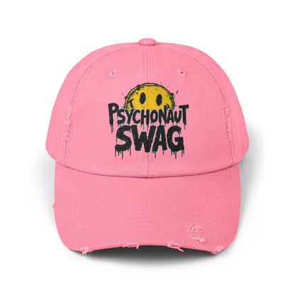 Psycho Unisex Distressed Cap, Cool Casual Hat, Streetwear Accessory, Gift for Trendsetters, Festival Gear, Summer Vibes - Psychonaut Swag