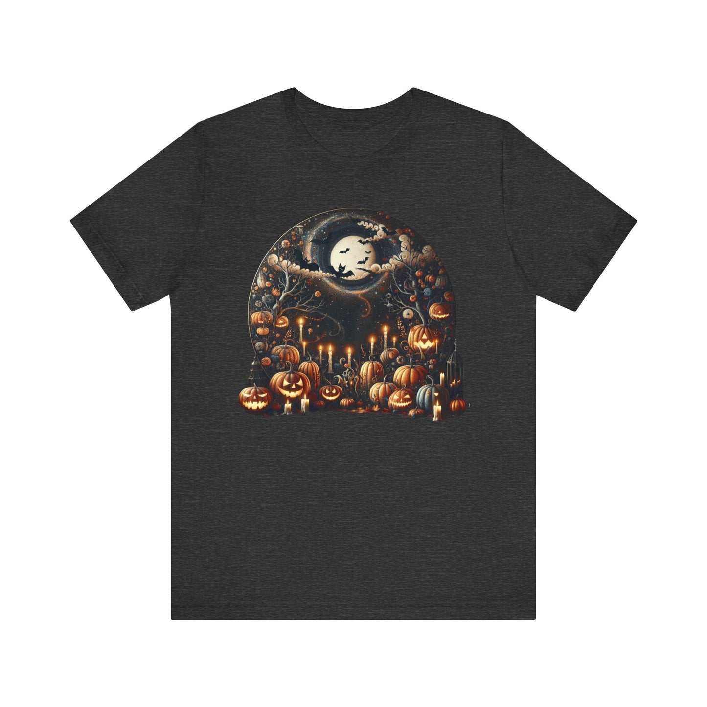 Halloween Pumpkin mural, Short Sleeve Tee, Spooky Tee, Unisex Halloween Shirt, Autumn T-shirt, Harvest Festival Shirt, Trick or Treat Shirt, [...]