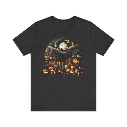 Halloween Pumpkin mural, Short Sleeve Tee, Spooky Tee, Unisex Halloween Shirt, Autumn T-shirt, Harvest Festival Shirt, Trick or Treat Shirt, [...]