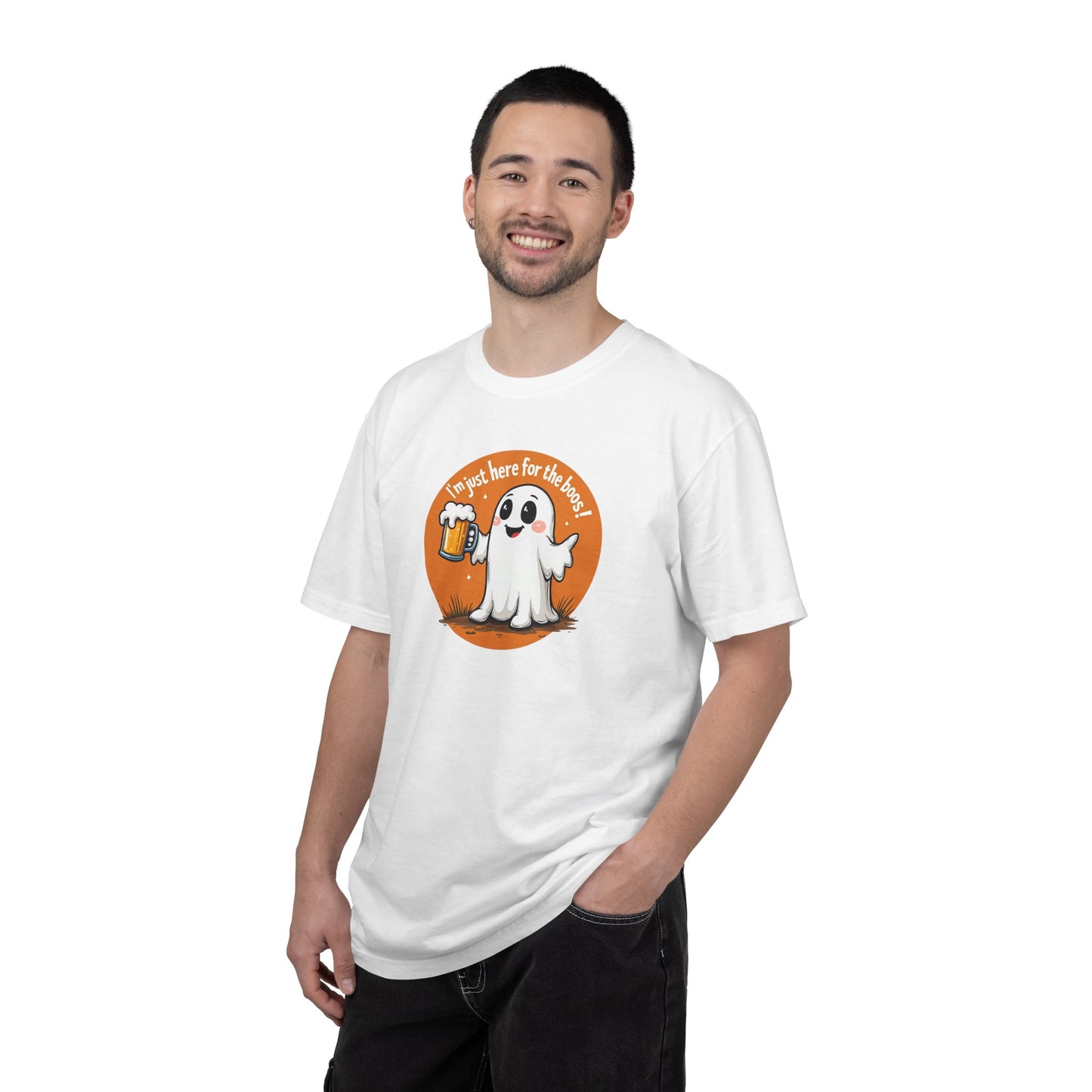 Halloween Ghost Beer T-Shirt — "I’m Just Here for the Boos" Cute Spooky Tee