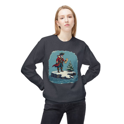Colonial Santa and Tree, Unisex Midweight Softstyle Fleece Crewneck Sweatshirt