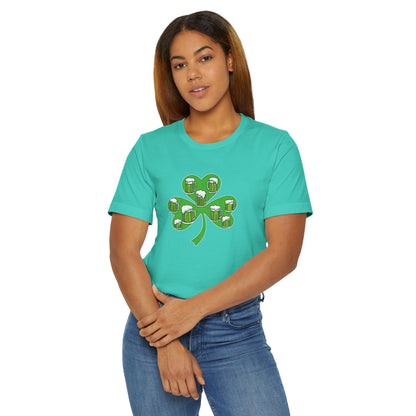 Lucky Green Beer Clover, Unisex Jersey T-Shirt