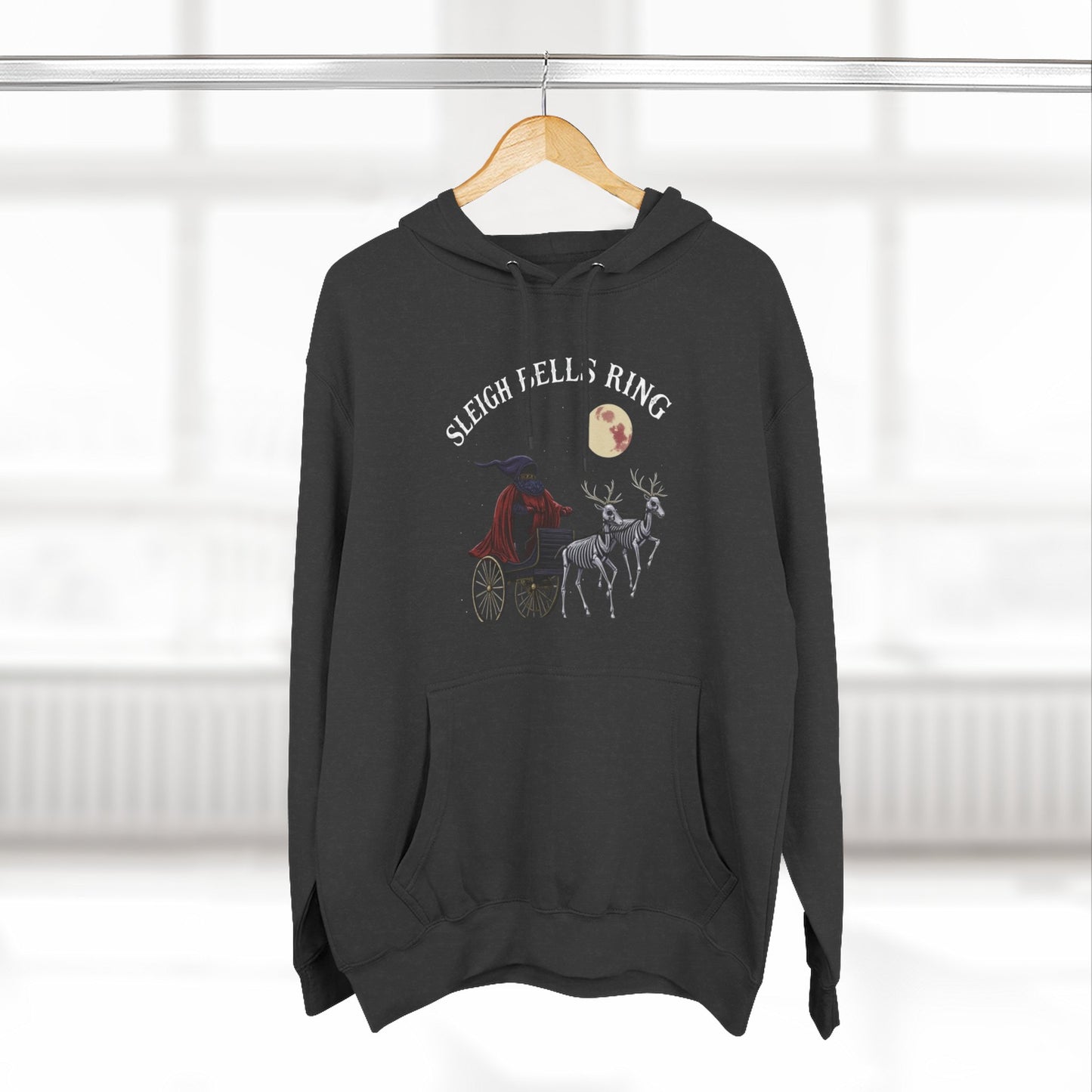 Sleigh Bells Ring Hoodie — Vintage Reindeer Christmas Pullover