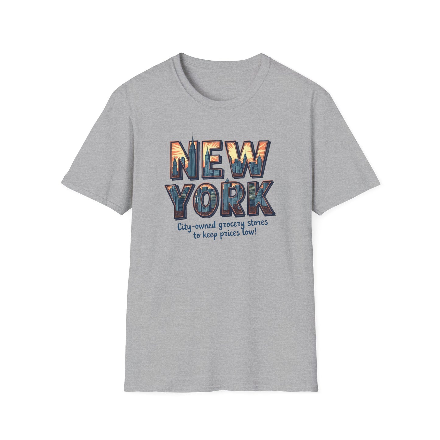 New York Vintage Cityscape T-Shirt — City-Owned Grocery Stores Retro Graphic Tee