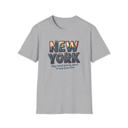 New York Vintage Cityscape T-Shirt — City-Owned Grocery Stores Retro Graphic Tee