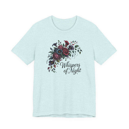 Whispers of Night Floral Tee — Dark Rose Bouquet Graphic T-Shirt