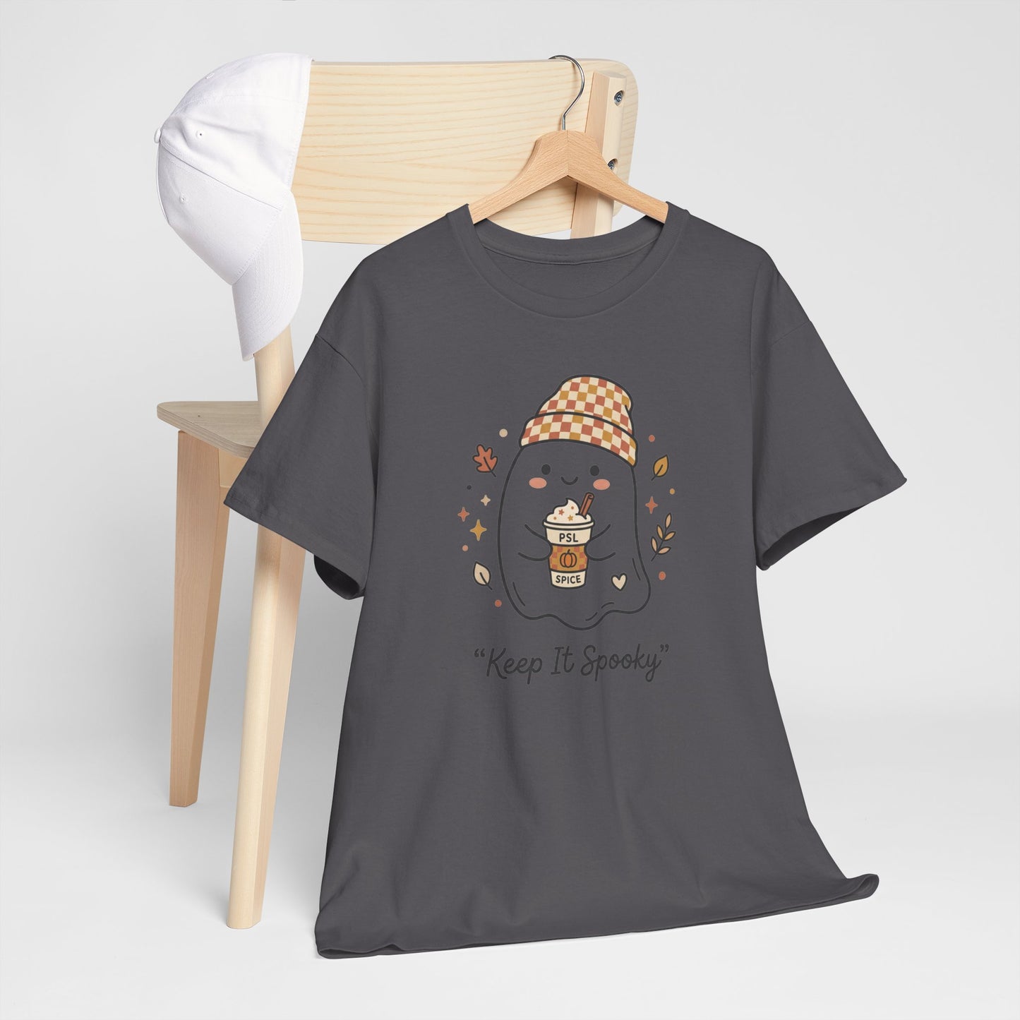 Keep It Spooky Ghost Tee — Cute Fall Halloween Shirt with Pumpkin Latte