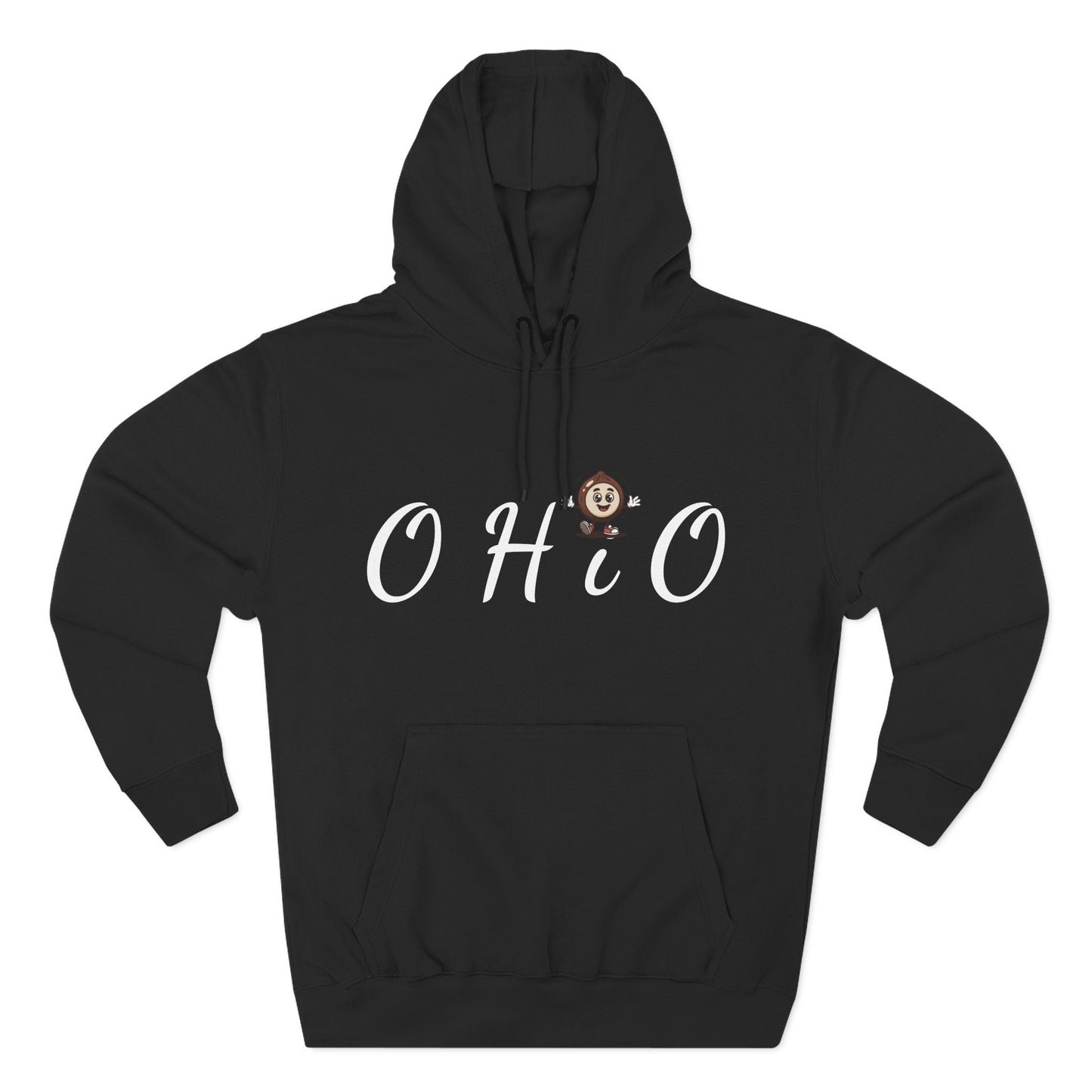 Ohio Script Hoodie with Cute Buckeye Mascot
