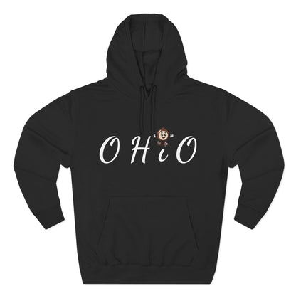 Ohio Script Hoodie with Cute Buckeye Mascot