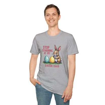 Easter Bunny T-Shirt – "Stop Starring at My Easter Eggs" Cute Holiday Tee