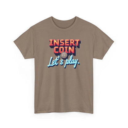 Insert Coin Tee, Let's Play Graphic Shirt, Retro Gamer T-Shirt, Unisex Cotton Tee, Gift for Game Lovers, Casual Wear