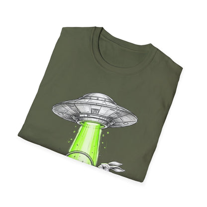 Alien Abduction Easter Bunny T-Shirt — UFO Beaming Candy Design