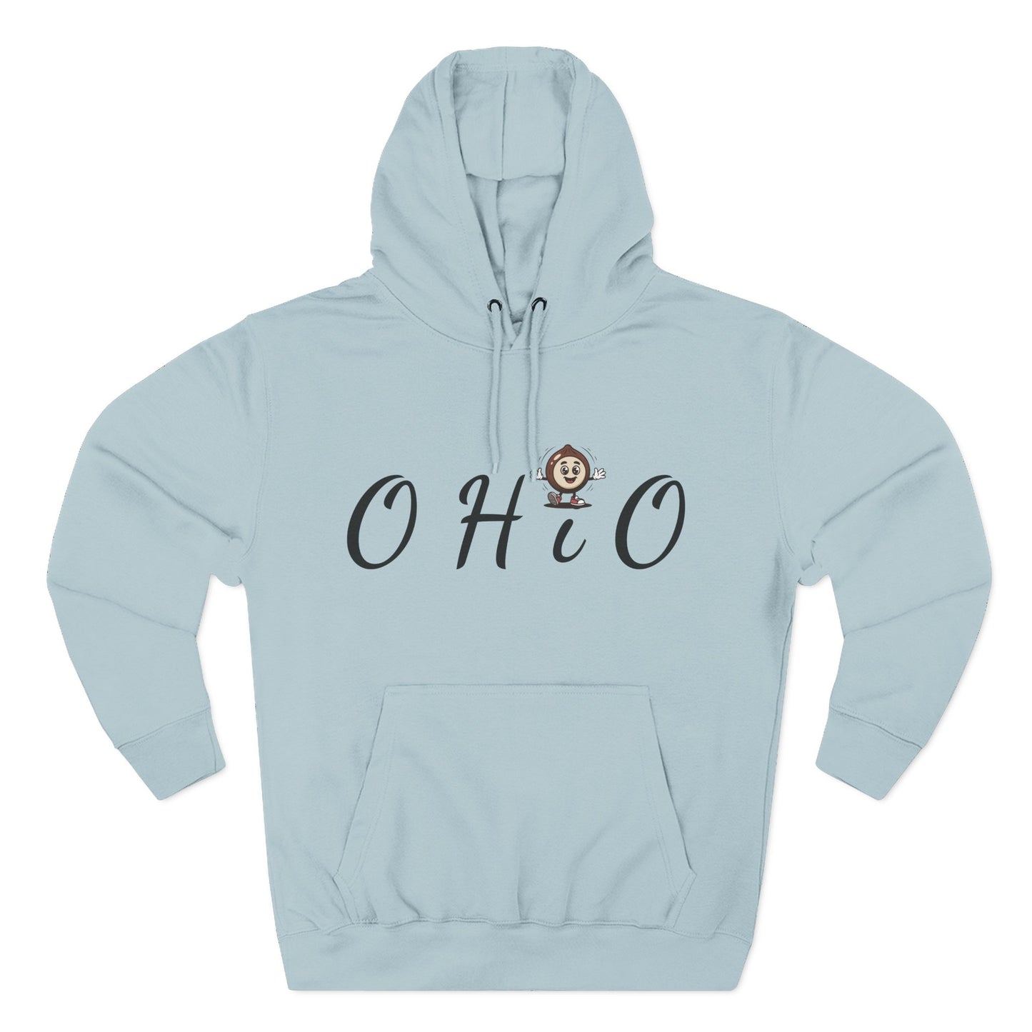 Ohio Script Hoodie with Cute Buckeye Mascot