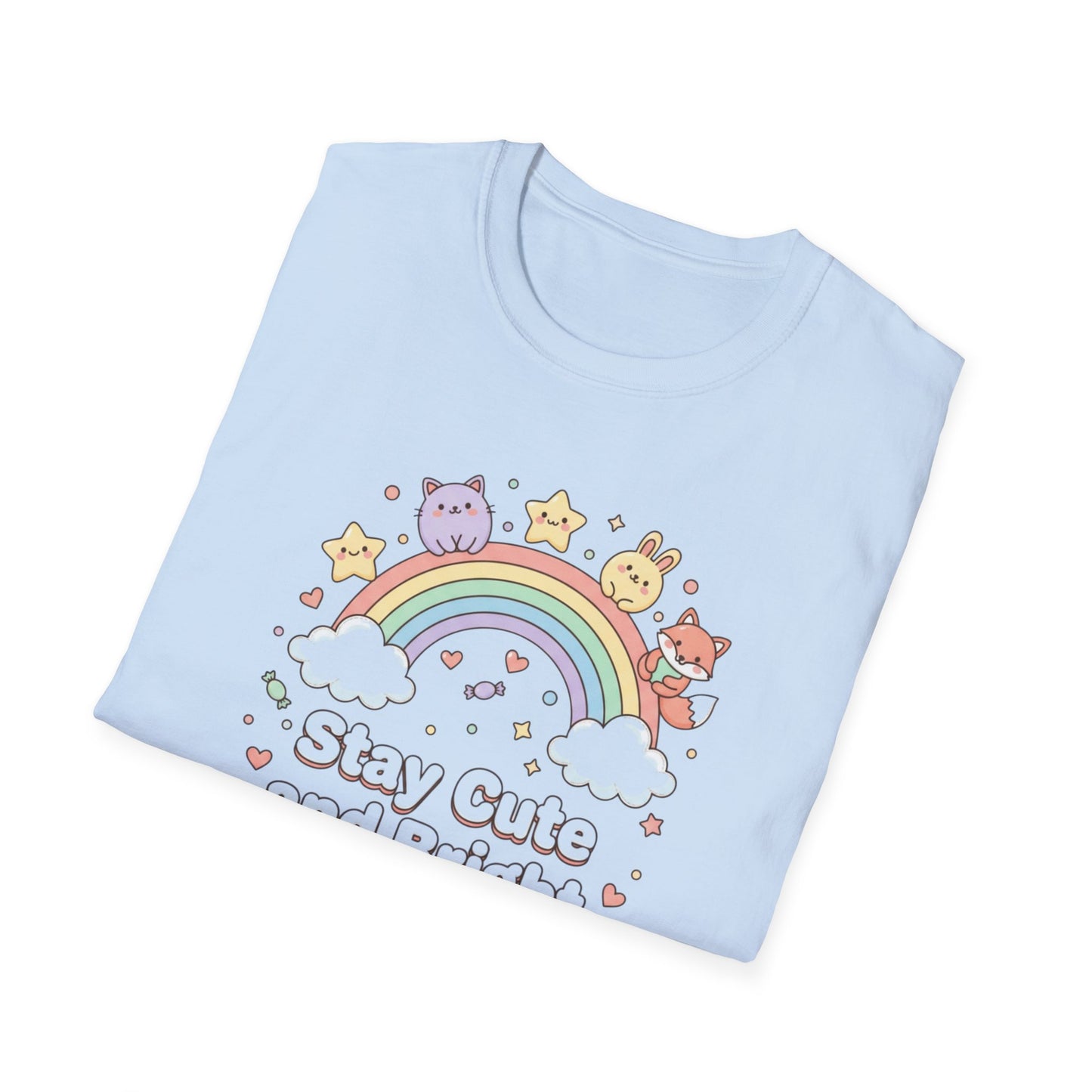 Stay Cute and Bright Rainbow T-Shirt — Kawaii Animal Graphic Tee