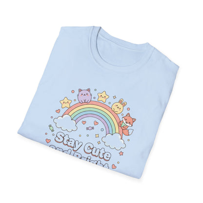 Stay Cute and Bright Rainbow T-Shirt — Kawaii Animal Graphic Tee