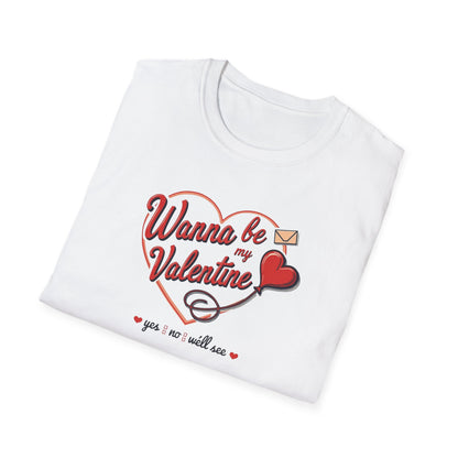 Valentine "Wanna Be My Valentine" T-Shirt - Cute Heart & Love Letter Tee