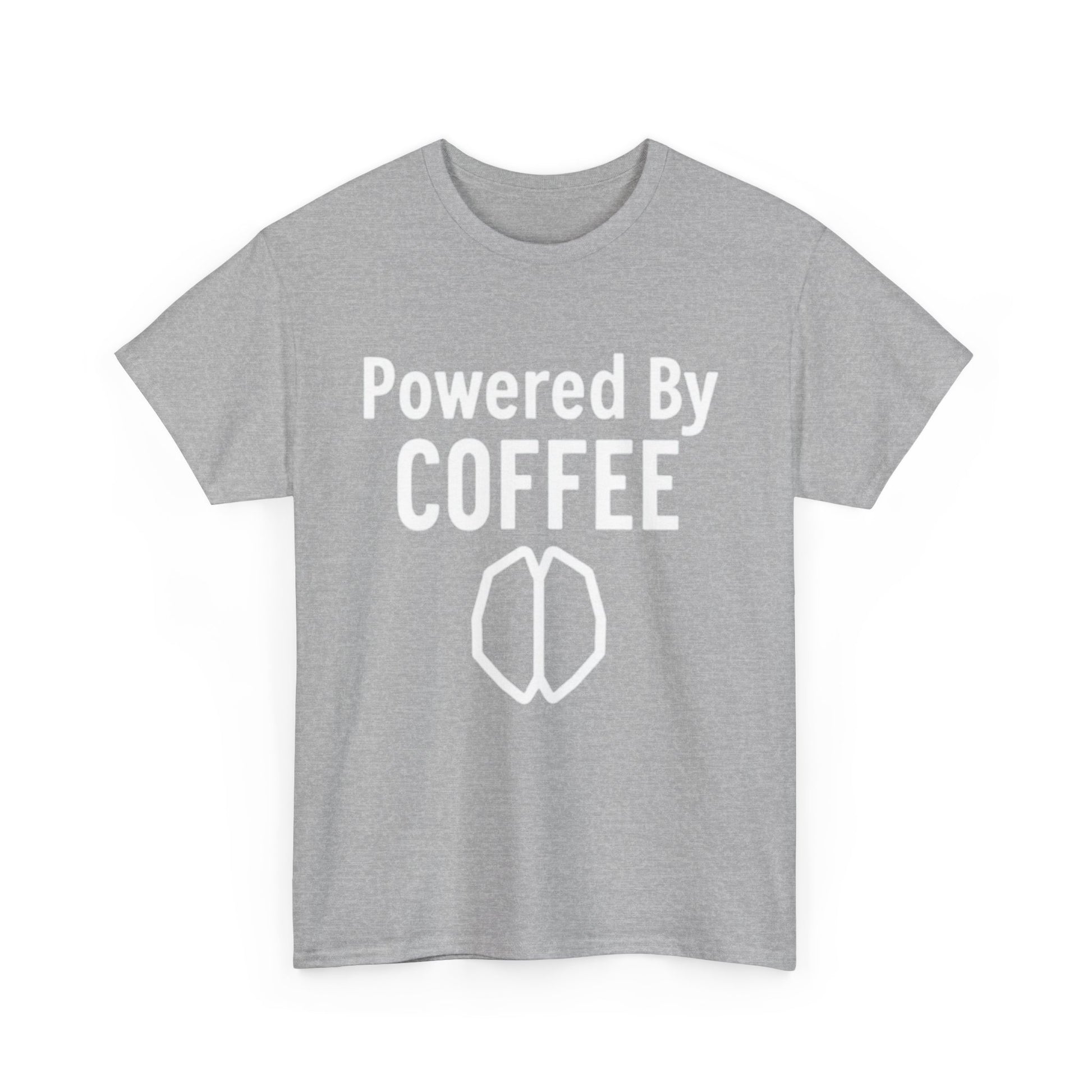 Powered By Coffee Unisex Heavy Cotton Tee, Funny Coffee Lover Shirt, Gift for Barista, Casual Wear, Perfect for Birthdays, Everyday Use - Psychonaut Swag