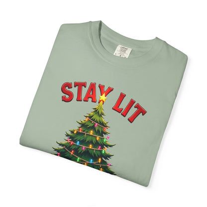 Stay Lit Christmas T-Shirt — Festive Holiday Tree Graphic Tee