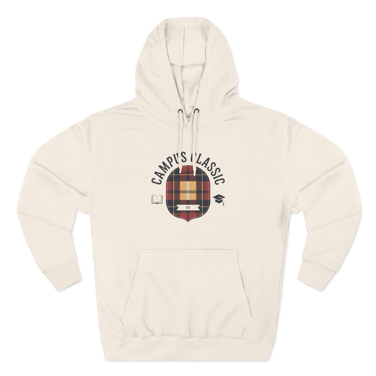 Campfire Classic Plaid Hoodie — Vintage Camping Fleece Pullover