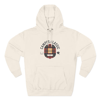 Campfire Classic Plaid Hoodie — Vintage Camping Fleece Pullover